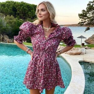 Philosophy di Lorenzo Serafini pink floral puff sleeve cotton mini dress size 4